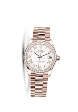 Rolex Datejust 31 Automatic White Dial Ladies 18 ct Everose Gold President Watch 278285wrp