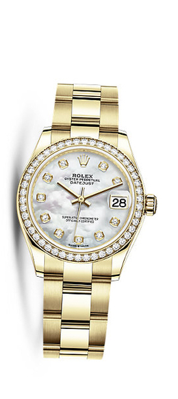 Rolex Datejust 31 Mother of Pearl Diamond Dial Automatic Ladies 18kt Yellow Gold Oyster Watch 278288mdo
