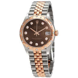 Rolex Datejust 31 Chocolate Diamond Dial Automatic Ladies Steel and 18kt Pink Gold Jubilee Watch 278341chdj