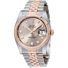 Rolex Datejust 36 Rhodium Diamond Dial Steel and 18kt Everose Gold Mens Watch 116231rdj