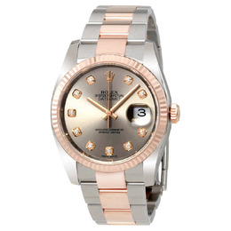 Rolex Datejust Rhodium Dial Steel and 18K Everose Gold Diamond Mens Watch 116231rdo