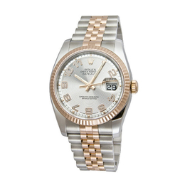 Rolex Oyster Perpetual Datejust 36 Silver Concentric Dial Stainless Steel and 18K Everose Gold Jubilee Bracelet Automatic Mens Watch 116231scaj