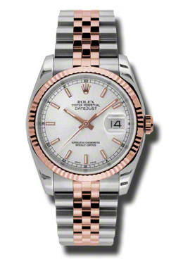 Rolex Oyster Perpetual Datejust 36 Silver Dial Stainless Steel and 18K Everose Gold Jubilee Bracelet Automatic Mens Watch 116231ssj
