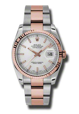 Rolex Oyster Perpetual Datejust 36 Silver Dial Stainless Steel and 18K Everose Gold Bracelet Automatic Mens Watch 116231sso