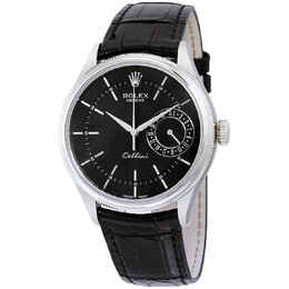 Rolex Cellini Date Black Dial 18kt White Gold Mens Watch 50519bksbkl