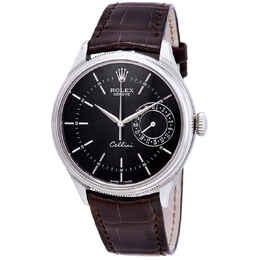 Rolex Cellini Automatic Black Dial Mens Brown Leather Watch 50519bksbrl
