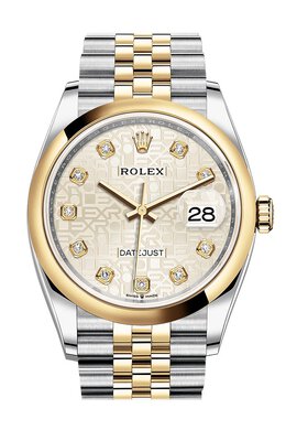 Rolex Datejust 36 Silver Jubilee Dial Automatic Mens Steel and 18k Yellow Gold Jubilee Watch 126203sjdj