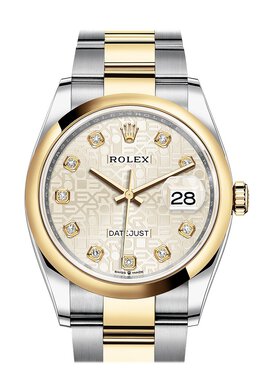 Rolex Datejust 36 Silver Jubilee Dial Automatic Mens Steel and 18k Yellow Gold Oyster Watch 126203SJDJ 126203sjdo