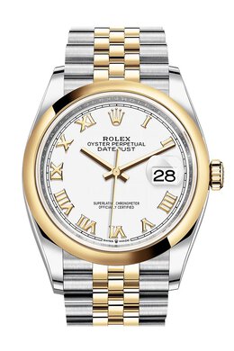 Rolex Datejust 36 White Dial Automatic Mens Steel and 18k Yellow Gold Jubilee Watch 126203WRJ m126203-0029