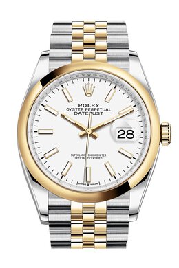 Rolex Datejust 36 White Dial Automatic Mens Steel and 18k Yellow Gold Jubilee Watch 126203WSJ m126203-0019
