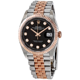 Rolex Datejust 36 Black Diamond Dial Automatic Mens Steel and 18kt Everose Gold Jubilee Watch 126231bkdj
