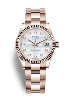 Rolex Datejust 31 Mother of Pearl Diamond Dial Ladies 18kt Everose Gold Oyster Watch 278275mdo