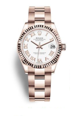 Rolex Datejust 31 White Dial Automatic Ladies 18kt Everose Gold Oyster Watch 278275wro