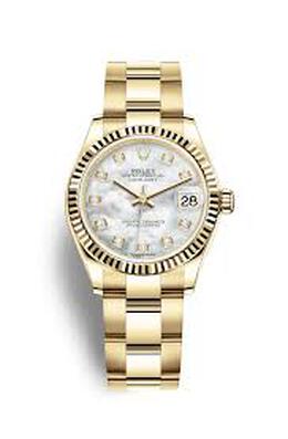 Rolex Datejust 31 Mother of Pearl Diamond Dial Ladies 18kt Yellow Gold Oyster Watch 278278mdo