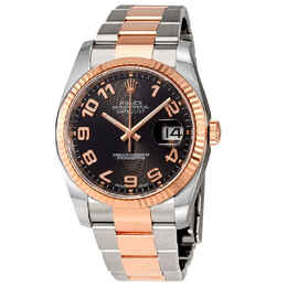 Rolex Oyster Perpetual Datejust 36 Black Concentric Dial Stainless Steel and 18K Everose Gold Bracelet Automatic Mens Watch 116231bkcao