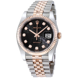 Rolex Datejust 36 Black Dial Stainless Steel and 18K Everose Gold Jubilee Bracelet Automatic Mens Watch 116231bkjdj