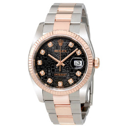 Rolex Oyster Perpetual Datejust 36 Black Dial Stainless Steel and 18K Everose Gold Bracelet Automatic Mens Watch 116231bkjdo