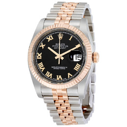 Rolex Oyster Perpetual Datejust 36 Black Dial Stainless Steel and 18K Everose Gold Jubilee Bracelet Automatic Mens Watch 116231bkrj
