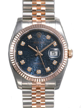 Rolex Oyster Perpetual Datejust 36 Blue Dial Stainless Steel and 18K Everose Gold Jubilee Bracelet Automatic Mens Watch 116231bljdj