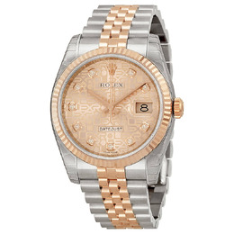Rolex Oyster Perpetual Datejust 36 Pink Dial Stainless Steel and 18K Everose Gold Jubilee Bracelet Automatic Mens Watch 116231pjdj