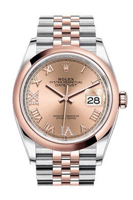 Rolex Datejust 36 Automatic Pink Diamond Dial Mens Steel and 18K Everose Gold Jubilee Watch 126201pkrdj