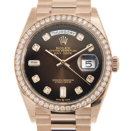 Rolex Day-Date Automatic Chronometer Diamond Brown Dial Ladies Watch 128345RBR 128345chdp