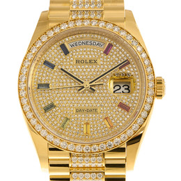 Rolex Day-Date 36 Paved Dial 18kt Yellow Gold Diamond-Set President Watch 128348dsdp