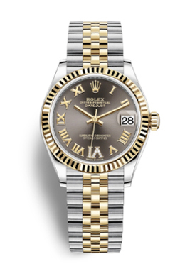 Rolex Datejust 31 Dark Grey Diamond Dial Automatic Ladies Steel and 18kt Yellow Gold Jubilee Watch 278273gyrdj