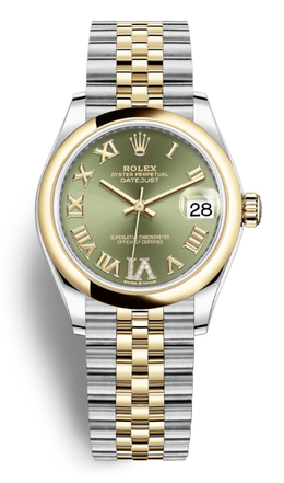 Rolex Datejust 31 Olive Green Dial Ladies Steel and 18kt Yellow Gold Jubilee Watch 278243gnrdj