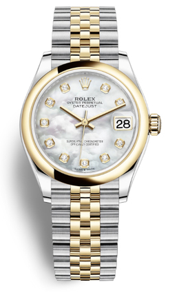 Rolex Datejust 31 Mother of Pearl Diamond Dial Ladies Steel and 18kt Yellow Gold Jubilee Watch 278243mdj
