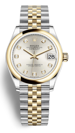 Rolex Datejust 31 Silver Diamond Dial Automatic Ladies Steel and 18kt Yellow Gold Jubilee Watch 278243sdj