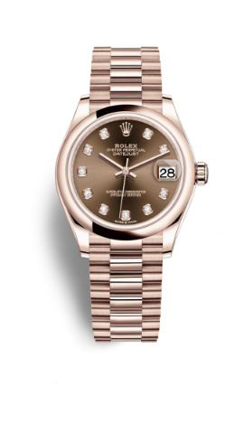 Rolex Datejust 31 Chocolate Diamond Dial Ladies 18 ct Everose Gold President Watch 278245chdp