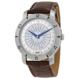 Tissot Heritage Navigator Silver Dial Brown Leather Mens Watch T0786411603700 t078.641.16.037.00