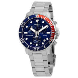 Tissot Seastar Chronograph Quartz Blue Dial Pepsi Bezel Mens Watch t120.417.11.041.03