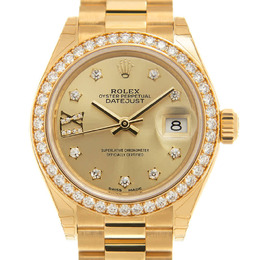 Rolex Lady-Datejust Champagne Diamond Dial Automatic Ladies 18 Carat Yellow Gold President Watch 279138rbcdp