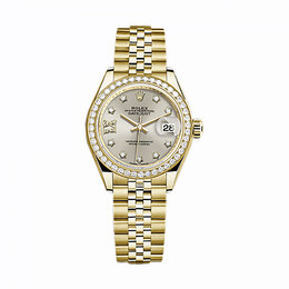 Rolex Lady-Datejust Silver Diamond Dial Automatic 18 Carat Yellow Gold Jubilee Watch 279138srdj