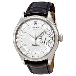 Rolex Cellini Date Silver Dial 18K White Gold Mens Watch 50519ssbkl