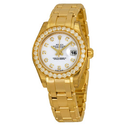 Rolex Lady-Datejust Pearlmaster White Diamond Dial 18K Yellow Gold Automatic Ladies Watch 80298WDPM