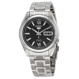 Seiko Black Dial Stainless Steel Mens Watch snkl55
