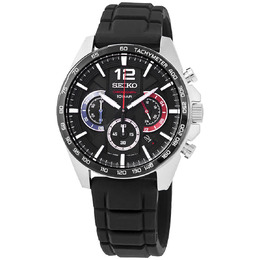 Seiko Essentials Chronograph Quartz Black Dial Mens Watch ssb347