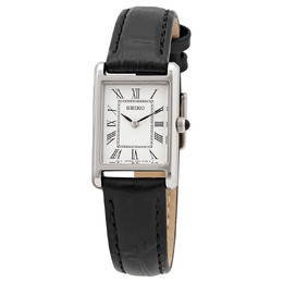 Seiko SWR053 - Ladies' Quartz Watch White Dial with Black Leather Strap