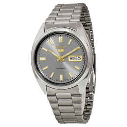Seiko 5 Automatic Grey Dial Stainless Steel Mens Watch snxs75