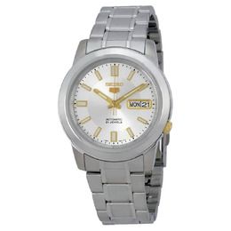Seiko 5 Silver Stainless Steel Automatic Mens Watch snkk09