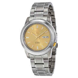 Seiko 5 Automatic Stainless Steel Gold Dial Mens Watch snkk13
