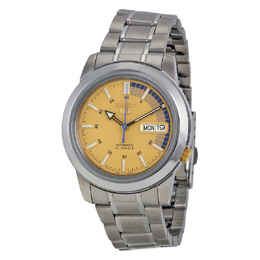 Seiko 5 Automatic Gold Dial Stainless Steel Mens Watch snkk29