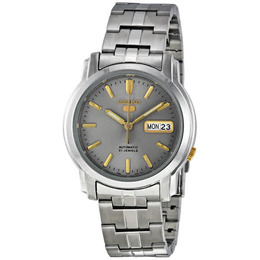 Seiko 5 Automatic Grey Dial Stainless Steel Mens Watch snkk67