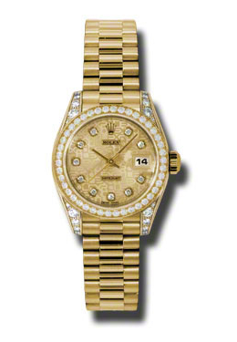 Rolex Lady-Datejust 26 Champagne Dial 18K Yellow Gold President Automatic Ladies Watch 179158cjdp