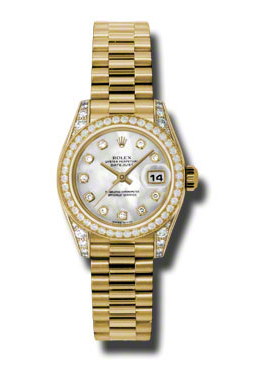 Rolex Lady-Datejust 26 Mother Of Pearl Dial 18K Yellow Gold President Automatic Ladies Watch 179158mdp