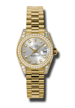 Rolex Lady-Datejust 26 Silver Dial 18K Yellow Gold President Automatic Ladies Watch 179158sdp