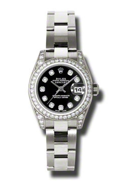 Rolex Lady Datejust 26 Black Dial 18K White Gold Oyster Bracelet Automatic Watch 179159bkdo